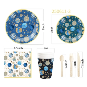 DAMAI Artículos para Fiestas Espaciales y de Galaxias, Platos, Servilletas y Vasos de Papel con Temática del Espacio Exterior para Fiestas de Cumpleaños Infantiles - Product Image 6