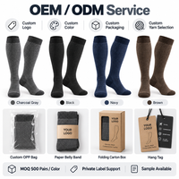 Chaussettes de compression en laine mérinos personnalisées 15-20 mmHg, hauteur genou, pour voyage, fabricant OEM sous marque privée