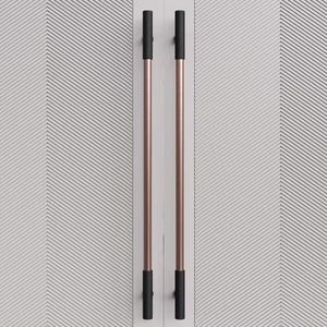 Manija de puerta de vidrio para <span class=keywords><strong>hotel</strong></span>, con textura moleteada, resistente, para puertas correderas de entrada de madera grande, en negro y oro rosa. - Product Image 4