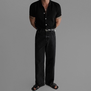 <span class=keywords><strong>Camicia</strong></span> Estiva da Uomo in <span class=keywords><strong>Lino</strong></span> Lavorato a Maglia, Stile Maturato, Traspirante, Resistente alla Deformazione, Manica Corta, Vestibilità <span class=keywords><strong>Slim</strong></span>, Stile Coreano - Product Image 4