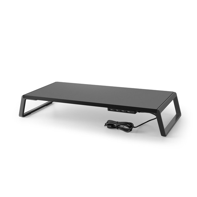 IKATAK New Computer PC Riser Desktop Wood Monitor Stand with USB Hub