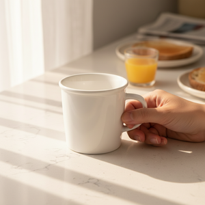 Custom Logo Personalized Gift Cup Minimalist White Ceramic Coffee Mug with Handle - Product Image 3