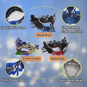 <span class=keywords><strong>Masque</strong></span> <span class=keywords><strong>de</strong></span> mascarade pour couples, ensemble <span class=keywords><strong>de</strong></span> masques <span class=keywords><strong>de</strong></span> fête, <span class=keywords><strong>masque</strong></span> vénitien en ABS avec strass brillants pour bal, Halloween et mariage - Product Image 5