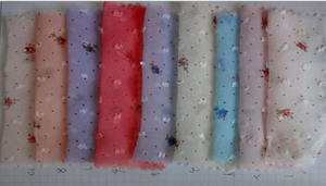 Ширина 150 см в горошек Вышивка шифоновая ткань с цветочным принтом сетчатая вуаль Тюлевая кружевная ткань для платья юбка - Product Image 3