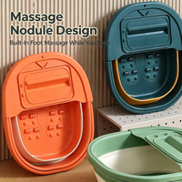 Bassin de spa pour les pieds pliable en plastique portable |   Bac de massage pour les pieds avec support pour téléphone et couvercle |   Baignoire multifonctionnelle pour la maison et la salle de bain