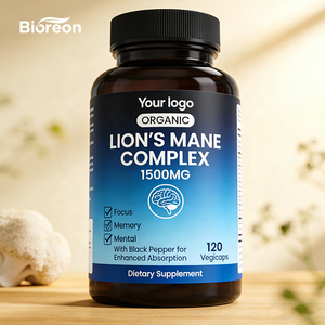 Cápsulas Orgânicas de Cogumelo Lion's Mane para Saúde Cerebral, Suporte Cognitivo, Foco, Melhora da Memória e Benefícios Nootrópicos - Product Image 1