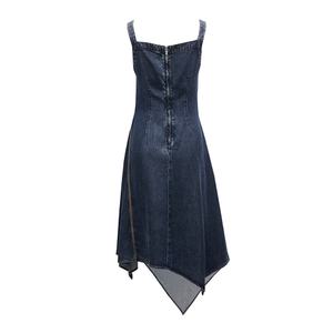 Vestido vaquero de verano personalizado para mujer, nuevo diseño asimétrico con cremallera, corte ajustado, estilo vintage, vestido tipo overol para mujer - Product Image 5