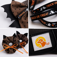 Vêtements personnalisés pour animaux de compagnie, costume d'Halloween pour chien et chat, ensemble collier à nœud papillon et nœud pour cheveux en forme d'aile de chauve-souris, tenue de cosplay pour chiot et chaton, vente en gros OEM