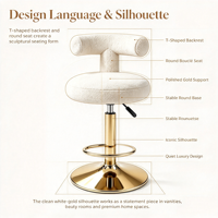 Tabouret de comptoir pivotant avec dossier en peluche, chaise de bar commerciale réglable en hauteur pour la réception