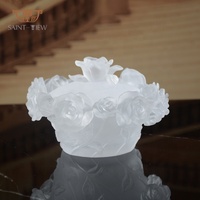 Diffuseur d'arômes de luxe de haute qualité pour la décoration de la maison, bouteille en verre cristal en forme de rose, bougies chauffe-plat à combustion lente