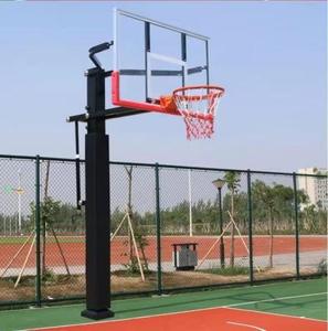 Panier de <span class=keywords><strong>basket</strong></span> professionnel en acier robuste à installer au sol, avec panneau en verre trempé, hauteur réglable, pour extérieur - Product Image 1