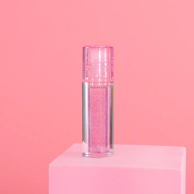 low moq 7ml ABS plastic private labels liquid lipstick tube high quality empty square Clear Lip Gloss Roller Ball Tube