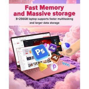 โน้ตบุ๊ก Molegar ขนาด 15.6 นิ้ว FHD IPS แรม 8GB SSD 256GB ซีพียู Celeron N5100 คอมพิวเตอร์สำหรับนักเรียน สีโรสโกลด์ - Product Image 4