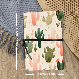 สมุดโน๊ตแฮนด์เมด A6วินเทจแบบผูกปิด160หน้าเหมาะสำหรับเป็นของขวัญสำหรับนักสะสมไวนิลลายกระบองเพชรและพืชทะเลทราย - Product Image 4