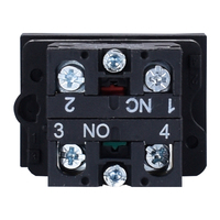 Interrupteur à bouton-poussoir momentané LAY5-EL8325 rouge-vert (RG) en plastique PC, double pôle, 10A 220V, NO/NC