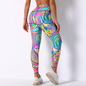 <span class=keywords><strong>Ropa</strong></span> de entrenamiento ajustada de cintura alta con estampado Multicolor de logotipo personalizado 2021, conjunto de Yoga para mujer, <span class=keywords><strong>ropa</strong></span> deportiva de alta calidad - Product Image 5