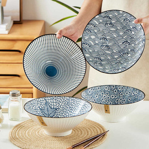 Cuenco de cerámica <span class=keywords><strong>ramen</strong></span>, cuenco de fideos de colores personalizado, 7 pulgadas y 8 pulgadas, venta al por mayor - Product Image 1