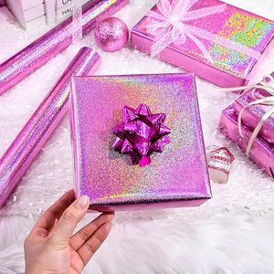 Wholesale Custom Original Pink Laser Metallic Holographic Iridescent Point Gift <b>Wrapping</b> <b>Paper</b> for Birthday Gift Packaging - Product Image 2