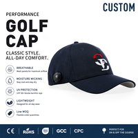 Hoge kwaliteit lasergesneden geperforeerde touw baseballcap 5 panelen waterdichte polyester sport golf pet met aangepaste rubberen draaiknop