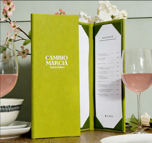 Menú Personalizado Tipo Gatefold, Carpeta de Menú de Cuero Vegano Suave, Libro de Menú de Cuero de 3 Páginas, A4 - Product Image 2