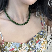 Nouveau Style chinois en acier inoxydable Yuanbao fermoir vert calcédoine collier de perles chaîne en bambou-bijoux en jaspe coloré pour les femmes
