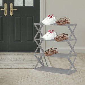 Household X-Shaped Multi-Functional 4-Layer Stainless Steel <b>Shoe</b> <b>Rack</b> Cabinet for Bathroom Student Dormitory Doorway-Modern - Product Image 4