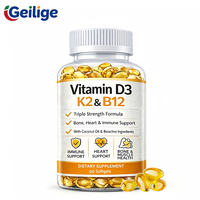 En stock – 60 gélules molles de suppléments de santé : Vitamine D3, K2, B12 avec huile de coco pour le soutien des os, du cœur et du système immunitaire – Personnalisation OEM