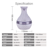 Vente flash : humidificateur à ultrasons à brume fraîche de 300 ml avec grain de bois, design portable USB, utilisation en voiture et à domicile, garantie 1 an