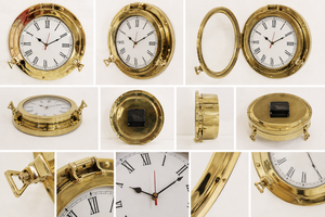 Nautical Porthole <b>Digital</b> <b>Clock</b> Solid Brass 4 Inch Quartz <b>Wall</b> <b>Clock</b> Coastal Decor Living Room - Product Image 2