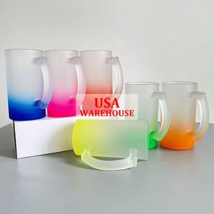 Jarra de Cerveza de Vidrio Degradado de 16 oz, Reciclable, de Color Mixto, con Asa, para Impresión por Sublimación - Product Image 2
