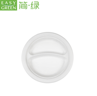 Assiette en papier compostable à 2 compartiments de 9 pouces, biodégradable, en bagasse de canne à sucre, assiette à salade divisée jetable