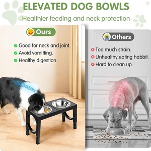 Elevado <span class=keywords><strong>Dog</strong></span> Bowl Suporte 5 Heights Ajustável 9/11/12/14in Preto Pet Alimentador Estação Prato para Cães de Raça Grande/Médio 1L Tigela - Product Image 3