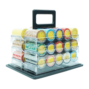 Bán buôn sòng bạc ept Poker Chip set gốm 600 cái Set pha lê hộp Acrylic đen chim Trường hợp với 6 cái Poker khay - Product Image 5