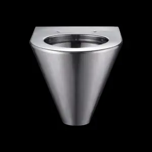 Dinding digantung dual flush toilet vandal bukti stainless steel toilet untuk publik