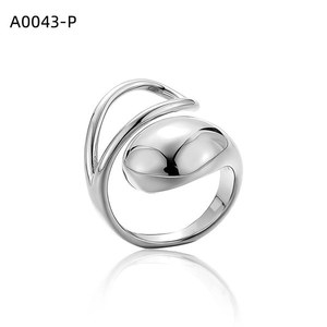 Amy Amy Fashion <b>Ring</b> A0043 Women's Rhodium Plated Stainless Steel Geometric <b>Cocktail</b> <b>Ring</b> Modern Daily Gift Jewelry - Product Image 1