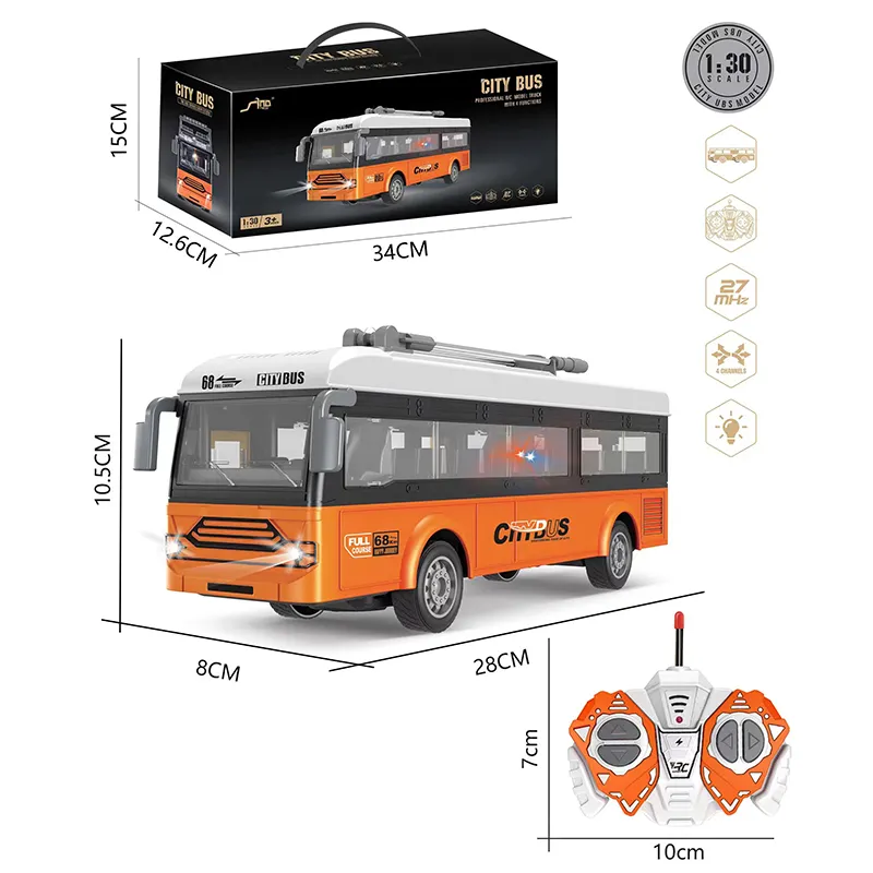 Remote Control Bus Kota dengan Lampu Led Kendaraan Mobil Rc 2.4G dengan Interior Realistik Bus Tingkat Ganda Mainan Bus Klasik