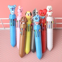 Stylo bille créatif multifonctionnel en plastique, motif panda de dessin animé, double couleur (bleu/noir), pointe 0,5 mm, pour étudiants