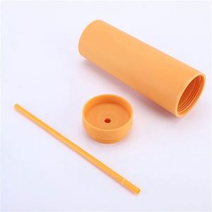 Vaso reutilizable de plástico de 16Oz, botella de agua aislada de doble pared, vaso de acrílico mate con tapas y pajita, novedad - Product Image 5