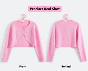 Custom Women Soft Brushed Knit <strong>Bolero</strong> <strong>Cardigan</strong> Cropped One Button Stretchy Warm Lightweight Layering Knit <strong>Cardigan</strong> - Product Image 4