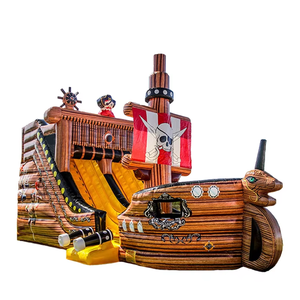Comercial al aire libre PVC Casa de rebote gran barco pirata tobogán inflable pirata gran tobogán parque infantil para niños - Product Image 1