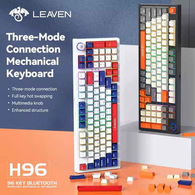LEAVEN H96 New Mechanical Keyboard Hot-swappable RGB Wireless Gaming Keyboard for Laptop