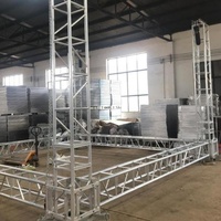 Structure de scène en aluminium de forme spéciale pour événements, divertissement, DJ, podium, triangle plat, courbe, aluminium noir, éclairage de scène