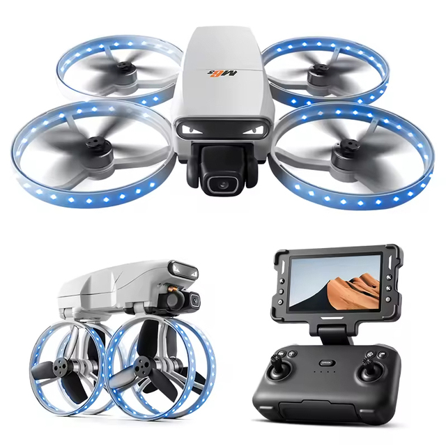 M6S Drones Dual Camera Wifi FPV With Light-Reflecting Protective Ring Brushless Foldable Screen Remote Drones M6S