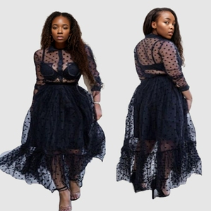 ชุดเดรสผู้หญิงสีดำเซ็กซี่แบบซีทรูแขนยาวดีไซน์โปร่งใส - Product Image 3