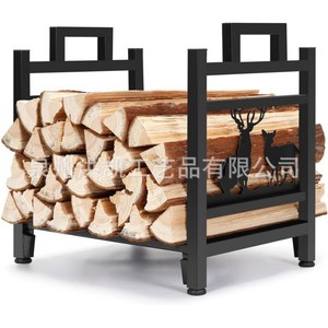 Estante para leña y troncos, estante de hierro forjado para almacenamiento de leña para chimenea, accesorio universal para estufa de leña para interiores y exteriores. - Product Image 5