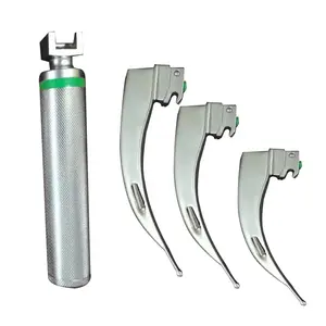 China Factory Reusable Fiber Optic Laryngoscope 6 Veterinary Blades LED Handle Veterinary Otoscope with Vet Speculas