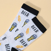 Chaussettes amusantes et originales pour hommes, motif de bière grise, motif de nourriture