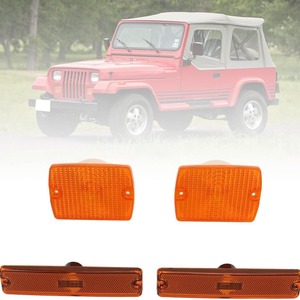 Luces de posición laterales y direccionales, juego de 4 piezas para Jeep Wrangler YJ 1987-1995, piezas de repuesto de ABS naranja - Product Image 4