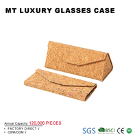 Estuche para Gafas Triangular de PU con Logotipo Personalizado, Ligero y Moderno, con Diseño Plegable con Aspecto de Madera para Guardar Gafas