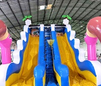 Toboggan aquatique gonflable commercial avec piscine, toboggan géant en PVC pour parc aquatique, équipement de terrain de jeu extérieur pour enfants et adultes